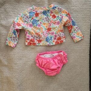 Floral and Pink Kids Swim Set